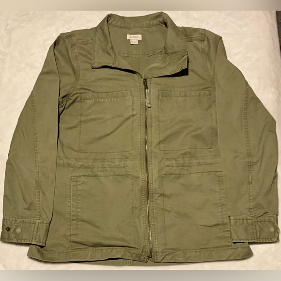 J. Crew Women’s Utility Zip Jacket Olive Green Style G1506 Size S Drawstring - Picture 1 of 5